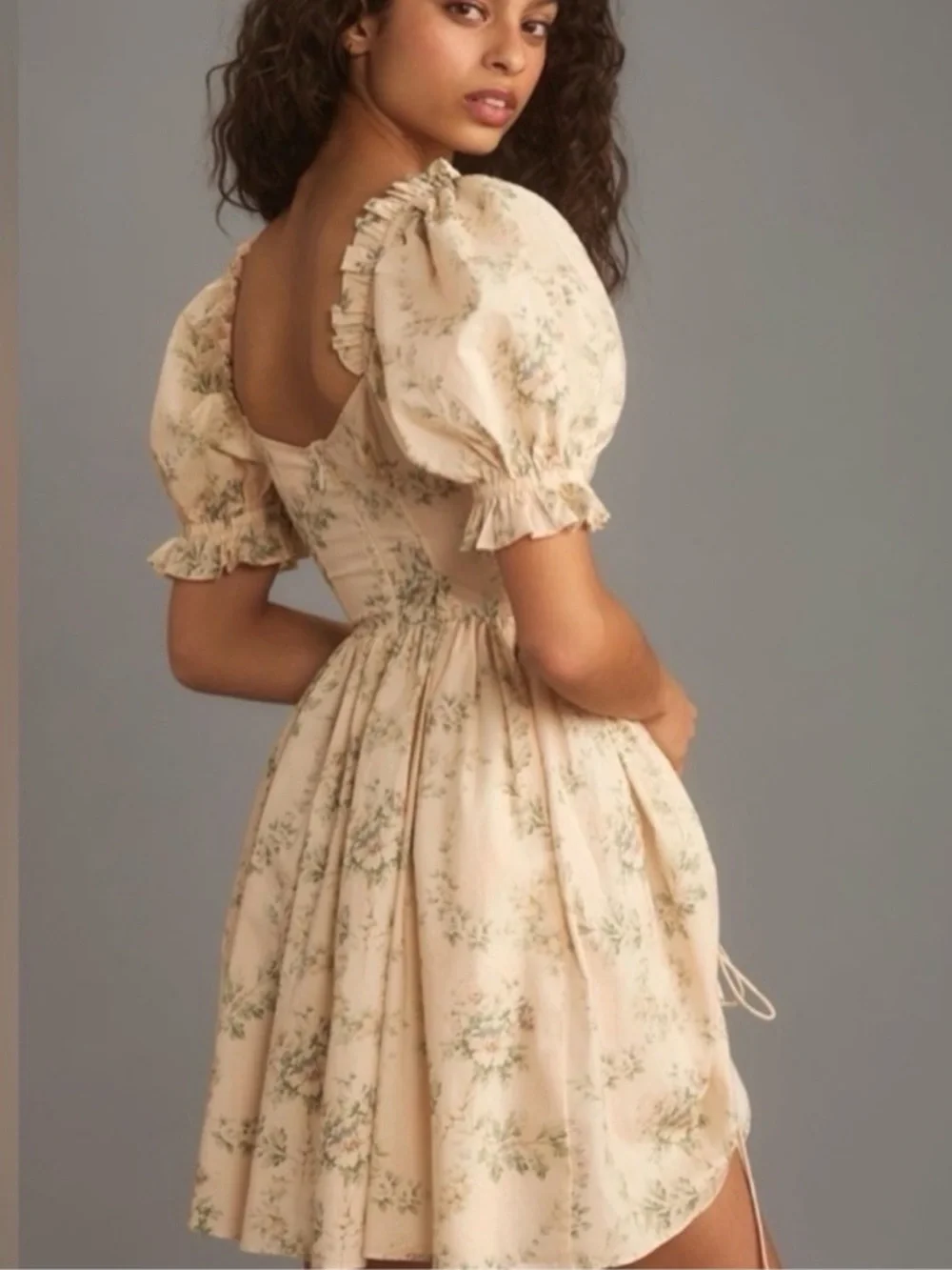 Selkie the Villa floral Puff-Sleeve Mini Dress NWT - Picture 2 of 12